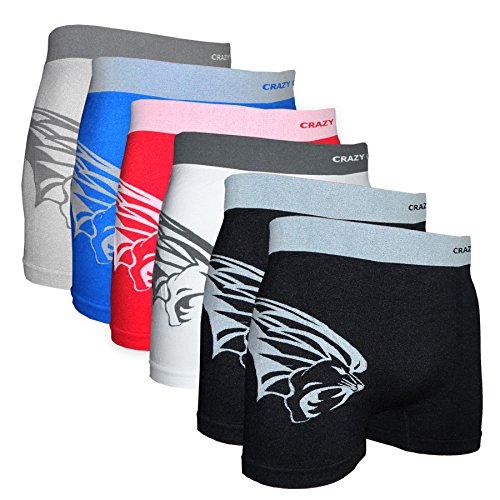 Crazy Cool Mens Comfortable Fun Nylon Seamless Short Boxer 6-Pack