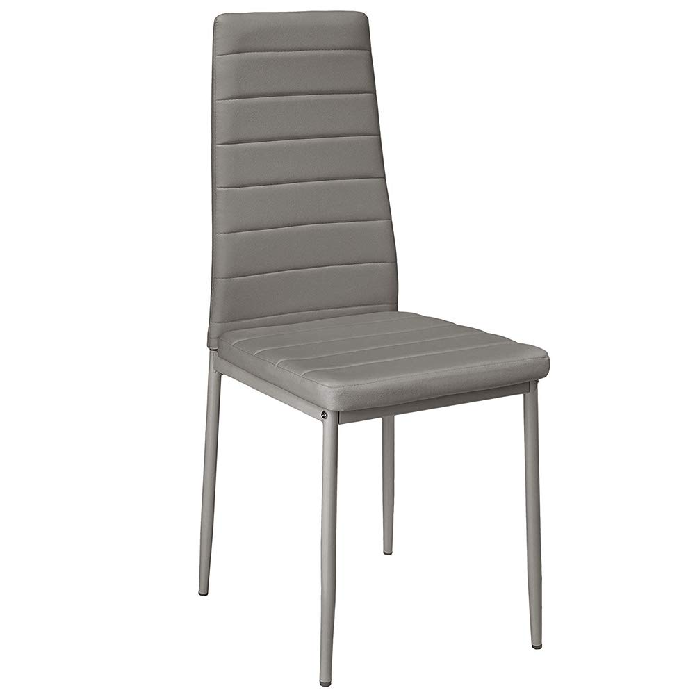 Pack 2 Sillas Lauter Polipiel - Set de Sillas de Comedor, Asiento y Respaldo Acolchado, Set de sillas de Comedor,SGS Tested,2 Piezas (Gris)