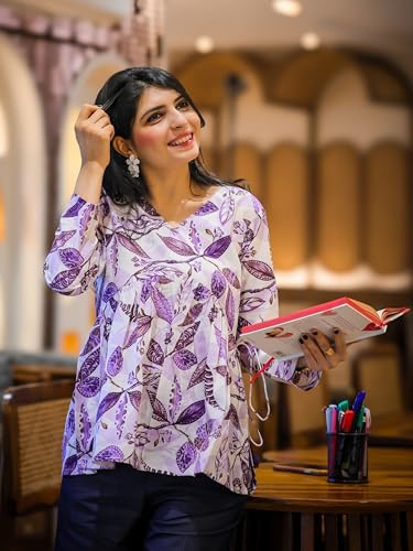 Image of Youthnic Women's Poly Rayon Printed Alia Cut Peplum Top | Top for Office | Women's Tunics | Short Kurti Women| Regular Fit