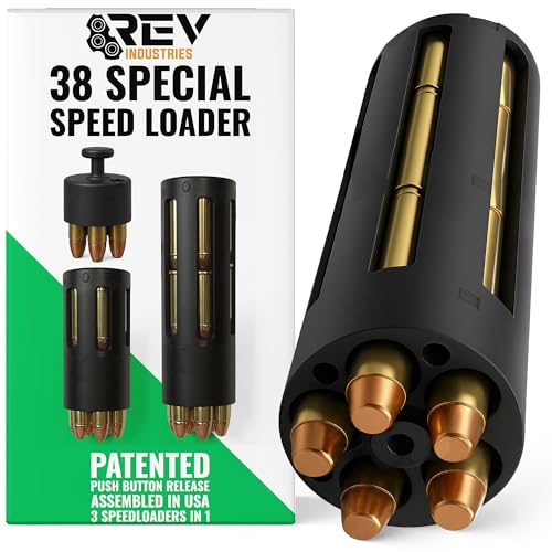 RevIndustries 38 Special Speed Loader - 357 Magnum Speedloader for 5 Shot Revolver Speedloader, 15 Round High Capacity 3-in-1 EDC Reload Tool– Fits S&W J Frame, Ruger LCR, Taurus 605 & More
