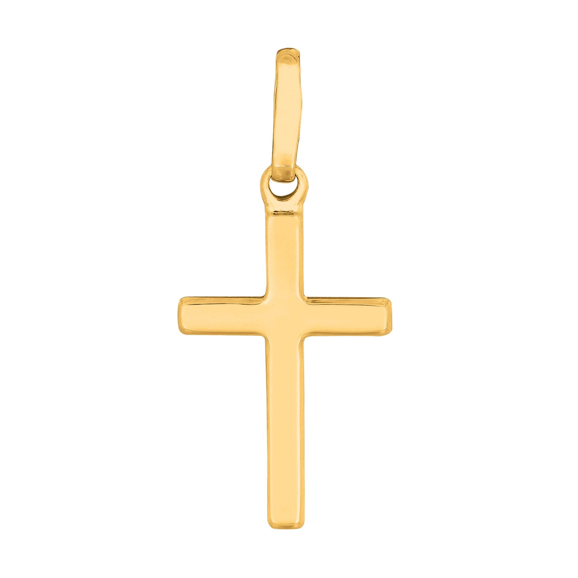 Jewelry Affairs 14k Yellow Gold Shiny Square Flat Style Unisex Cross Pendant