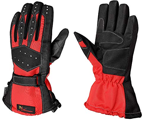RED TRACKER TEXTILE WATERPROOF THERMAL WINTER MOTORCYCLE MOTORBIKE GLOVES (L)