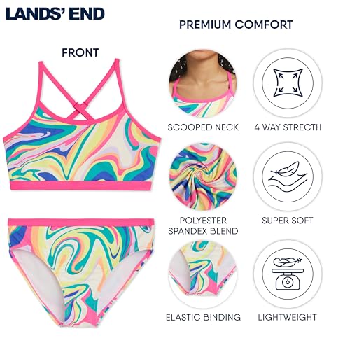 Image of Lands' End Girls' Swim UPF 50+ Adjustable Strap Bikini Set