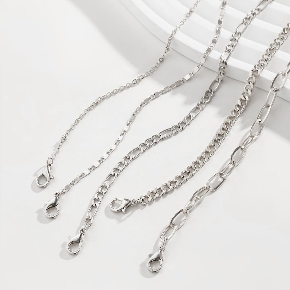 Trendy Gold Layering Bracelets for Women Charm Adjustable Chain Stack Bracelets Silver Paperclip Snake Bracelet Set Simple Everyday Bracelet Jewelry - Image 7