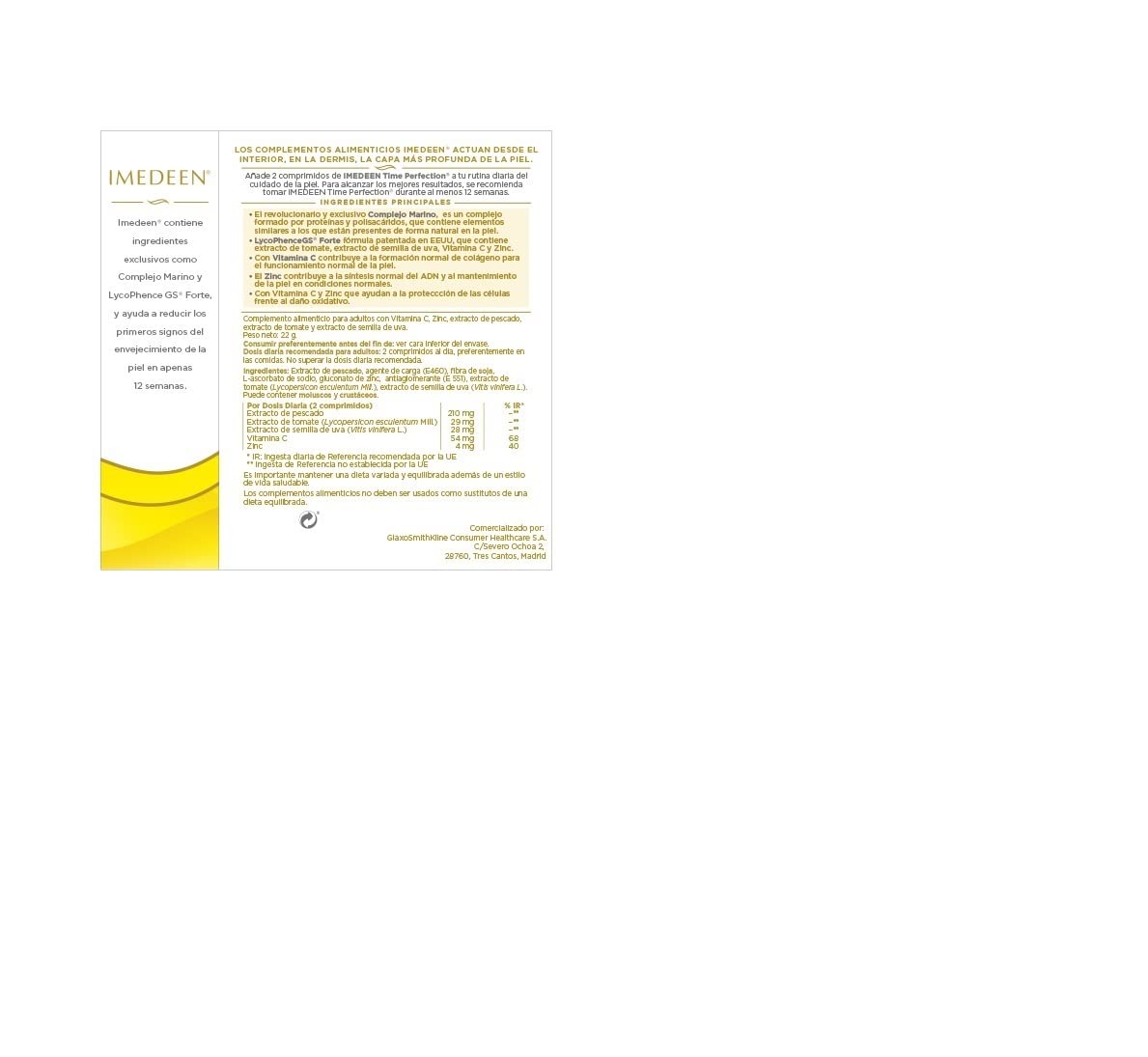 Imedeen Time Perfection, Complemento Alimenticio Con Vitamina C y Zinc, Reduce la Aparición de las Arrugas, Paquete de 3 x 60 Comprimidos