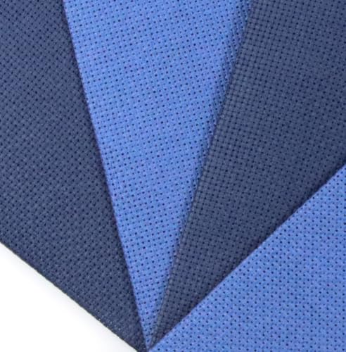Image of KCS 4 /6 pc of 12 inch x 18 inch 18 Count Cotton Aida Cloth Cross Stitch Fabric (4 pc, Jeans Blue+Navy Blue)