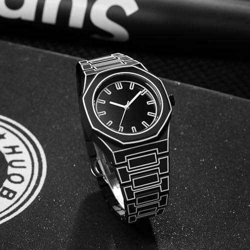 Image of Shocknshop Minimalist Creative Sketch Design Black Analog Plastic Chain Strap Wrist Watch for Men Boys -WCH375
