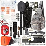 Emergency 250 Survival Kit Backpack - First Aid & Tourniquet - Go Bugout Bag - Get Home Survival Gears and Supplies Camping Outdoor Hiking Car - Tactical Military Grade EDC - Gift for Man Woman Family