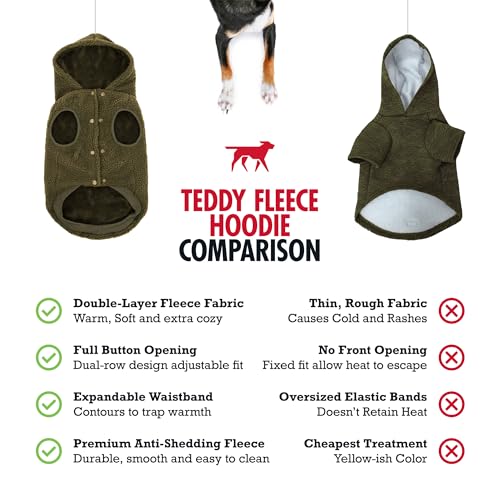 Tuff Pupper Fleece Dog Hoodie Sweater | Teddy Sherpa Outer & Soft Polar Fleece Lining | Adjustable Fit Winter Coat with Hood, Leash Hole, Ribbed Cuffs | for Small Medium Large XL XXL Dogs (Olive, XL) - Image 8