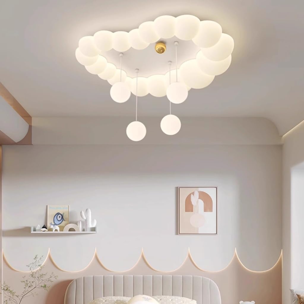 HarpochtenCeiling Light LED Dimmable Ceiling Lamp With Remote Control Modern Clouds Design Girls Boys Bedroom Children's Room Pendant Light For Baby Room Kindergarten Creative Interior Lighting(White