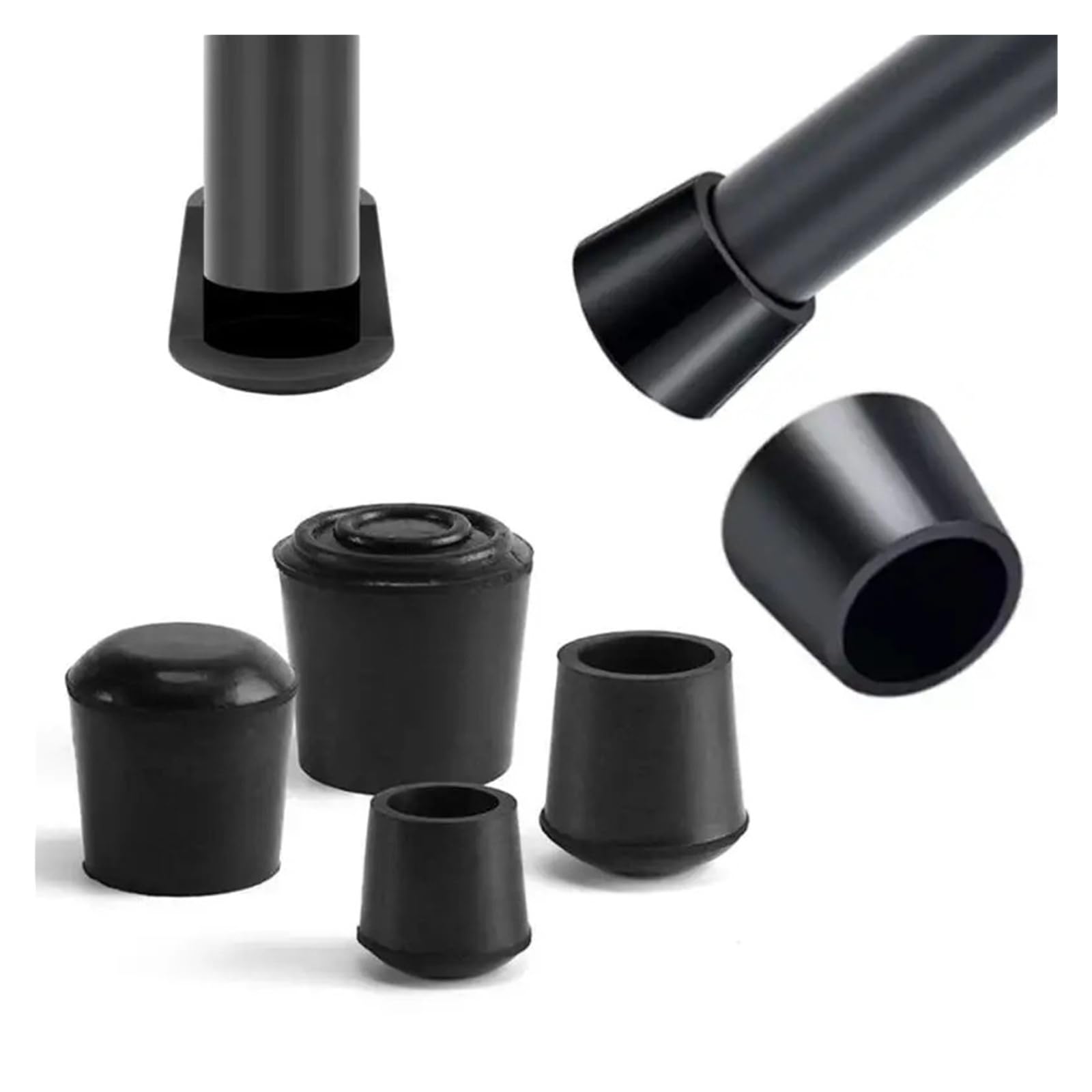 Chair Leg Floor Protectors 4~12pcs Round Rubber Chair Leg Pad 6mm~32mm Furniture Table End Plug PVC Silent Anti-slip Floor Protection Cap Foot Cover(Round 22mm,4pcs)