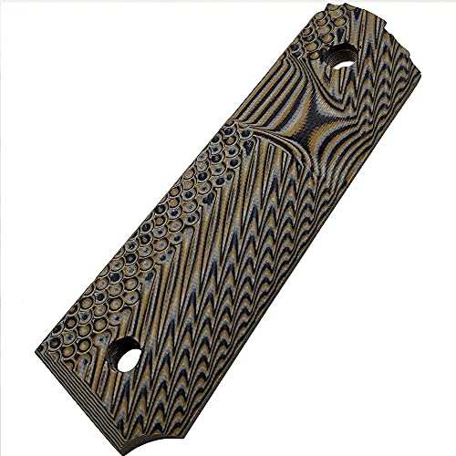 Cool Hand 1911 G10 Grips, Full Size (Government/Commander), Gun Screws Included, Big Scoop, Ambi Safety Cut, OPS Texture, Coyote