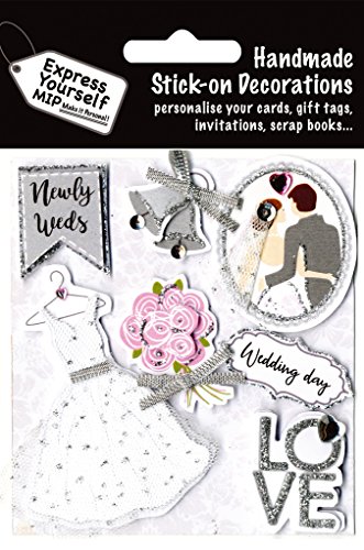 Express Yourself MIP, autoadhesivas, vestido, diseño de ramo de flores y campanas adornos de boda  ideal para la creación de tarjetas, regalo, Álbumes de recortes, Papercrafts, para niños Crafts etc