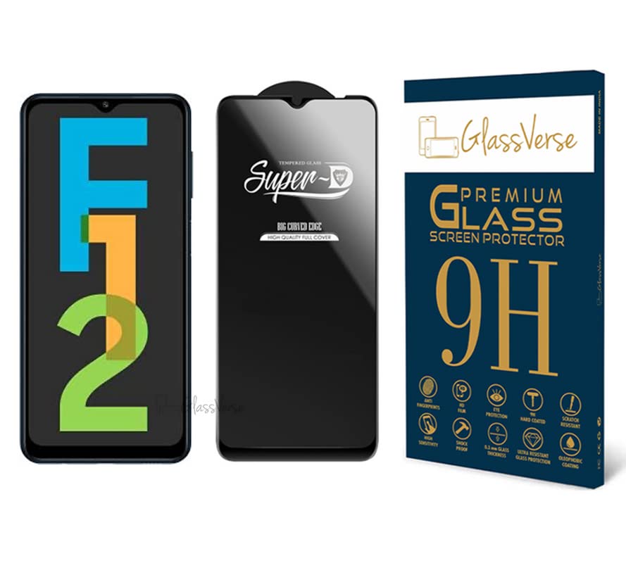 GlassVerse® SuperD Oleophobic Tempered Glass For Samsung Galaxy F12 (PACK OF 1) with Free Installation Kit. Full screen Coverage. Free Replacement If Received Damaged - 6.5 inch