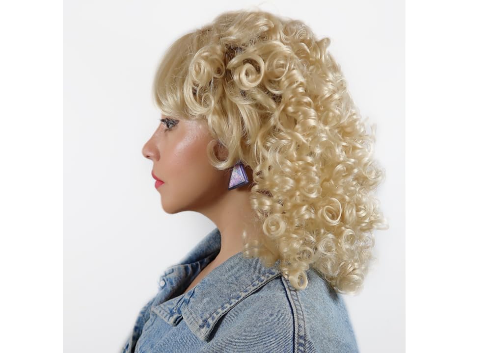 Country Dolly Color Blonde - Enigma Costume Wigs Modern Parton 9-to-5 Curly 1980s Country Girl Singer Fancy Dress Womens Peluca