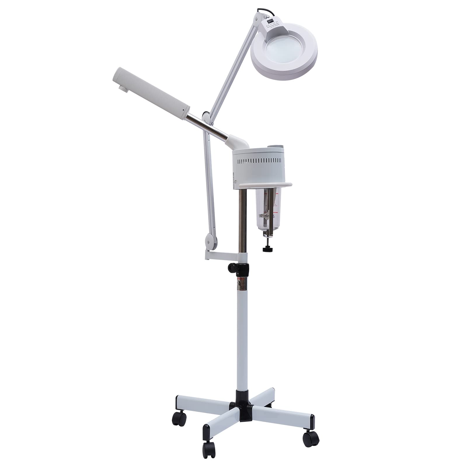 Vaporizador facial 2 en 1 y 5 luces LED con lupa, pulverizador facial, spa, belleza, ozono, vaporizador para hidratación y cuidado de la piel