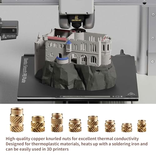 Gewindeeinsatz, Set mit 300 Einpressmuttern, PP Box, mit Etikett. M2 M2,5 M3 M4 M5 M6 Messing Gewindeeinsätze, gerändeltes Einschmelzgewinde, geeignet für Kunststoffteile im Gewindeeinsatz 3D Druck