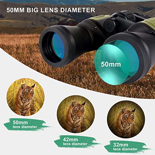 20X50 Hd High Power Binoculars For Adults With Upgraded Phone Adapter Low Light Night Vision Waterproof Binoculars For Hunting Bird Watching Concert Travel With Case And Strap, Green #TOP3