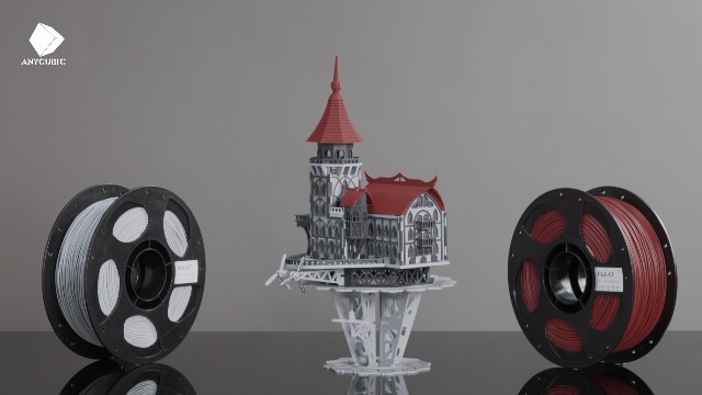 Image of ANYCUBIC Carbon Fiber PLA Filament 1.75mm, PLA-CF Enhanced Rigidity 3D Printer Filament, Matte Texture, 1KG Reusable Spool, Lava Grey