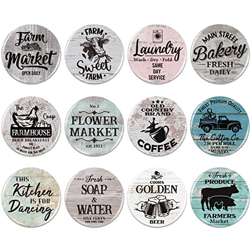 12 Pieces Christmas Fridge Magnet Locker Magnets 1.4 Inch Refrigerator Magnets For Home Office Kitchen Farmhouse Fridge Magnets (Farmhouse Style) #TOP15