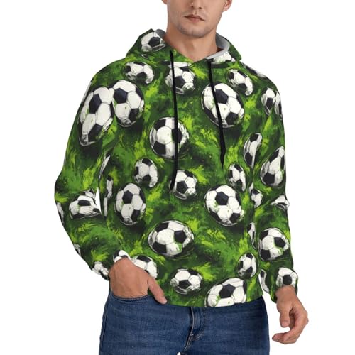 Hoodies For Men - Green Grass Football Print Long Sleeve Casual Men'S Hoodies & Sweatshirts Pullover With Pocket