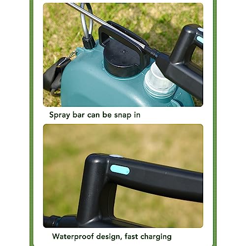 8L Batterie Betriebener Sprayer, Garten-Sprayer mit Rutsch Festigkeit Griff, 2000mAh Batterie Betriebene Sprayer mit Schulter Gurt, 3 Nebel Düsen, für Rasen, Garten, Hof, (Grün)