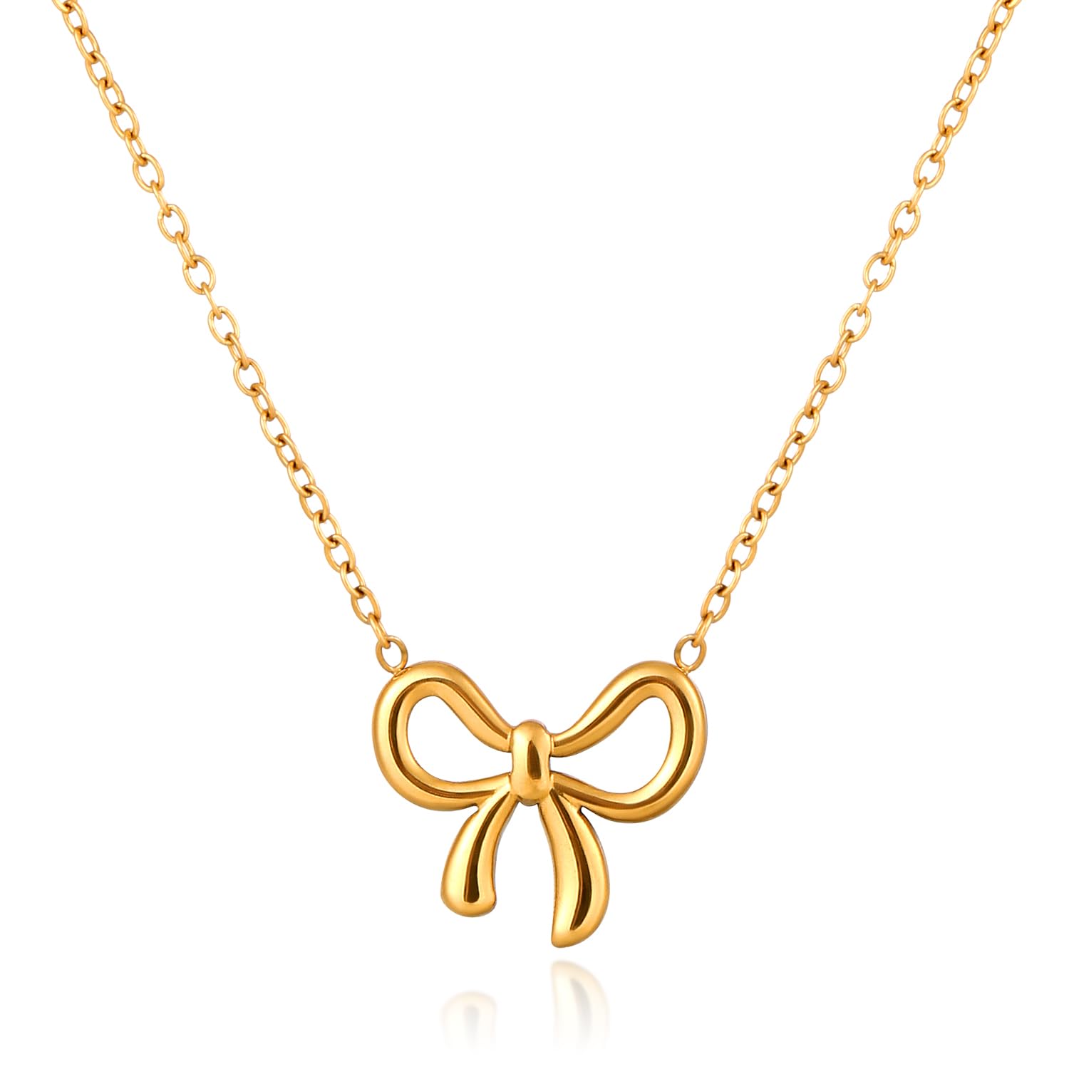 XIHIRCDGold Bow Necklace, Dainty Bowknot Chain Necklace Fashion Bowtie Pendant for Choker Cute Bow Jewelry Gift for Women Girls
