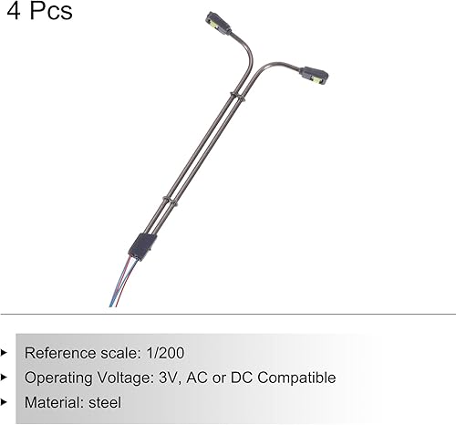 Miniatura 3 de MECCANIXITY Modelo ferroviario LED farol lámparas poste luces blancas 1200 escala 2.2 in 2,17 pulgadas 3 V, paquete de 4