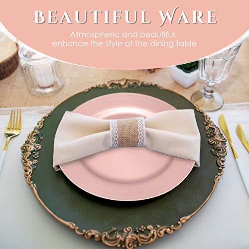 24 Pcs Plastic Charger Plates Round Dinner Chargers 13 Inch Chargers For Dinner Plates Disposable Charger Service Plates For Christmas Halloween Wedding Party Catering Event Decoration(Rose Gold) #TOP2
