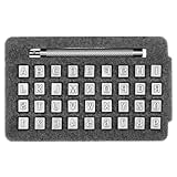 QWORK Leather Stamps Set for Leather Working, 37 Pcs Complete Embossing Kit with Numbers, Letters, & Steel Handle, 1/4