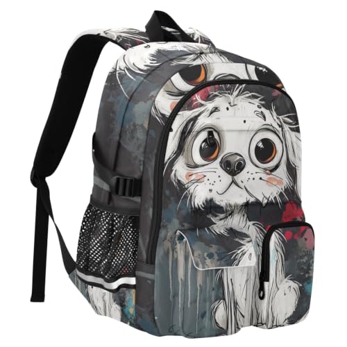 Mochila de viaje con estampado de perro animado de gran capacidad 2