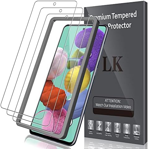 LK für Samsung Galaxy A51 für Panzerglas mit 3 Schutzfoile | 9H Härte Bruchsicher Kratzfest Schutzglas, Anti-Fingerabdruck, Rahmen-Installationshilfe, 0 Staub & Blasen, HD-klar