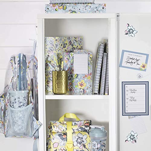 Vera Bradley Blue Floral Hardcover 3 Ring Binder, 1 Inch Round Rings With Interior Pockets, Floating Garden #TOP5