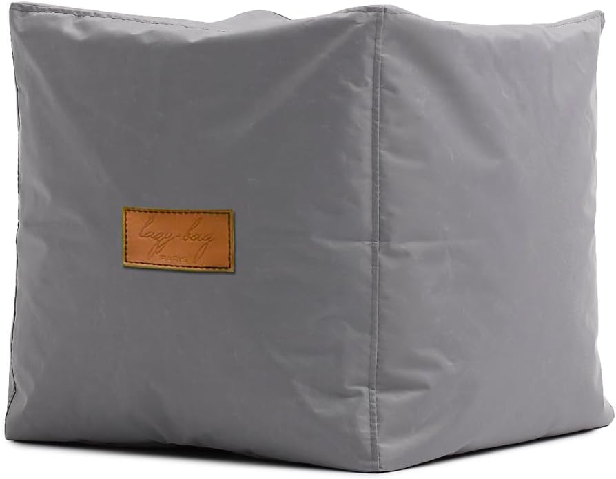 LAZY LIFE PARISSquare Bean Bag Chair Cover (No Filler) Waterproof Durable PVC BeanBag Cover for Adults and Kids Outdoor Garden Beach Camping Lazy Pouf Chair