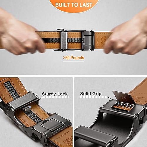 Image of Men's Belt,Bulliant Leather Adjustable Belt for Men Dress Casual 1 3 /8,Trim to Fit