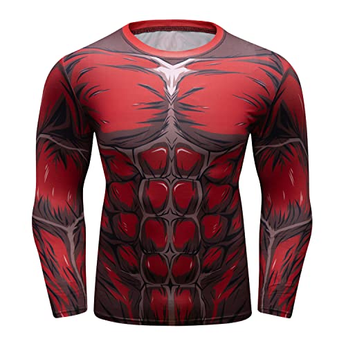 Red Plume® Winter Warrior Men's Compression Sport Fitness Printing Shirt, Long Sleeve T-Shirt