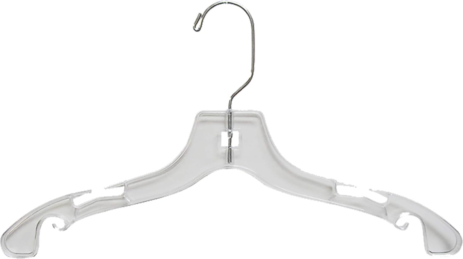The Great American Hanger Company Clear Plastic Junior Top Hanger, (Box of 25) Small 14 inch Space Saving Teen Shirt Hangers with Notches and 360 Degree Chrome Swivel Hook