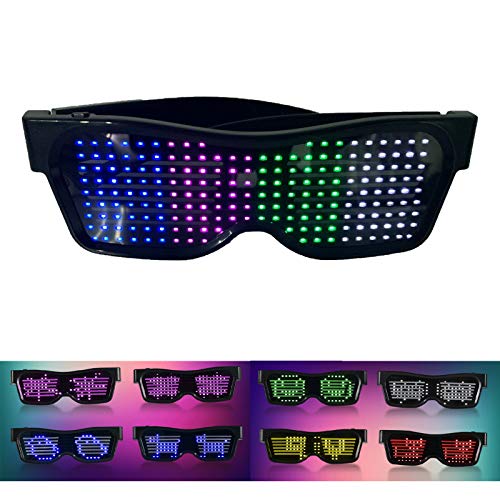 Gafas LED personalizables BT Glow DIY Mensajes 31 Animaciones 11 Imágenes Modo Música Juguetes para Fiesta de Halloween Rave Festival Familia Etapa Actuación Graduación