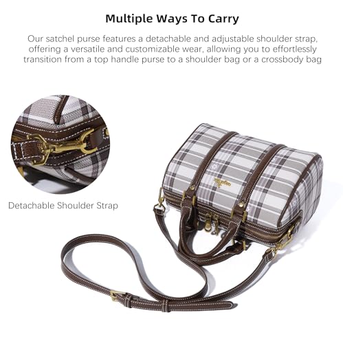 Image of Angel Kiss Women Satchel Purses and Handbags Vegan Leather Boston Barrel Bag Top Handle Shoulder Purse with Crossbody Strap | Vegan Leather