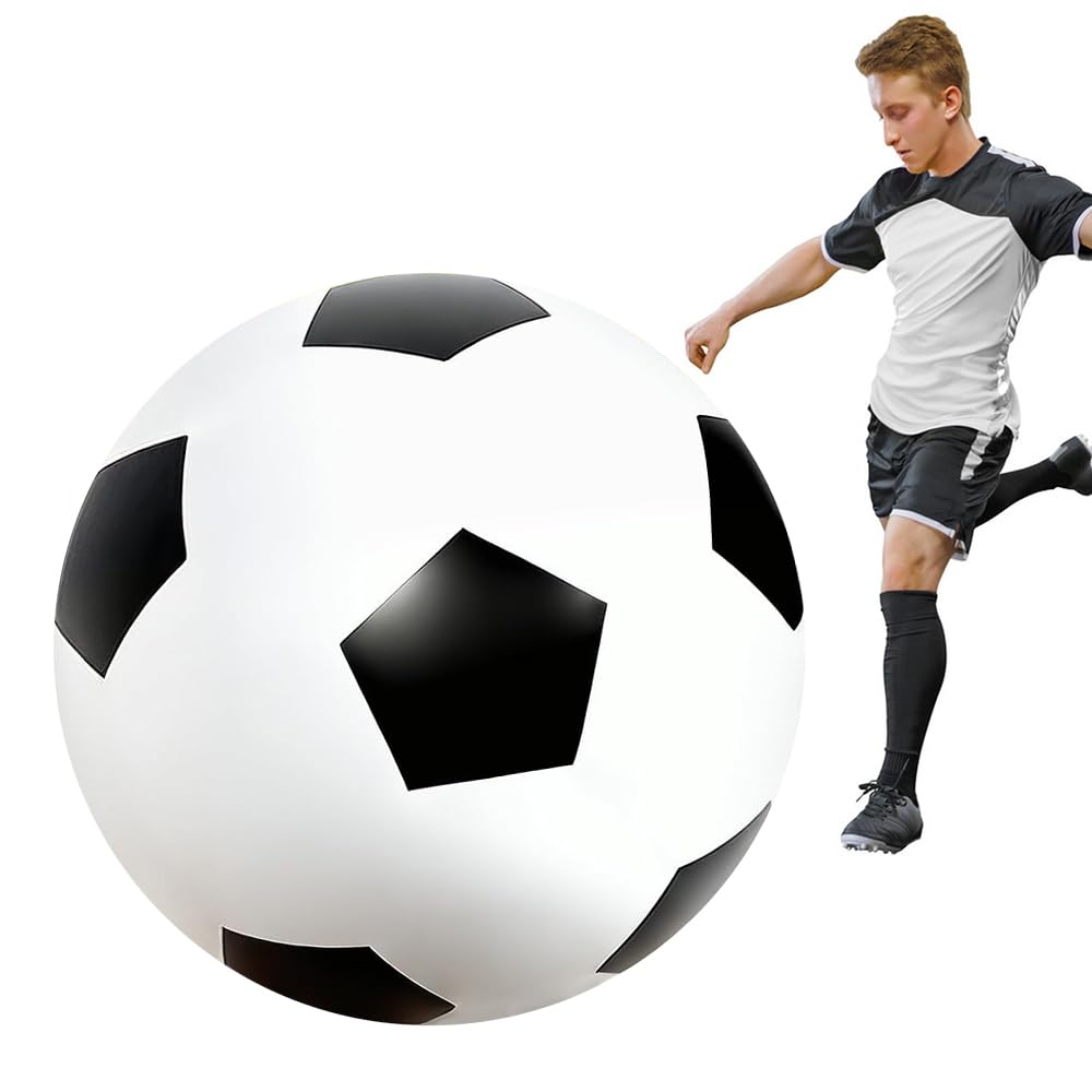 Fußball Ø 85 cm Groß, Aufblasbarer Riesen-Ball aus robustem Gummi, Geeignet zum Treten, Werfen und Rollen, Schwarz Weiß Indoor & Outdoor, Geschenk für Kinder Jungen Mädchen