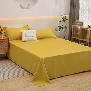 Sabanas Sábanas De Cama De Color Liso Cepilladas De Sarga Agradables para La Piel-Amarillo Brillante-120X230Cm