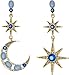 Betsey Johnson Mystic Baroque Queens Blue and Gold Moon and Star Drop Earrings