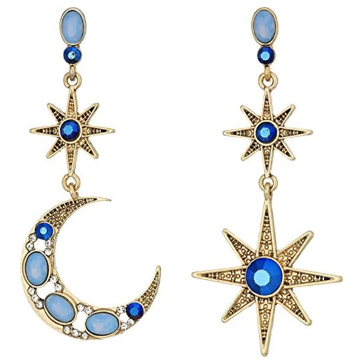 Betsey Johnson Celestial Moon & Star Drop Earrings
