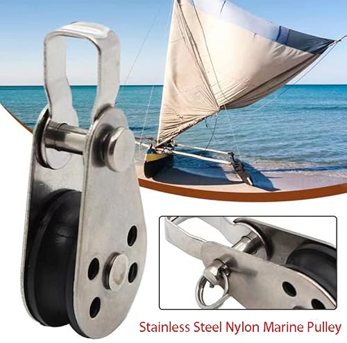 Lsahyong 2Pcs Stainless Steel 316 Pulley Blocks Rope Runner Kayak Boat Accessories Canoe Anchor Trolley Kit For 2Mm To 8Mm Rope #TOP5