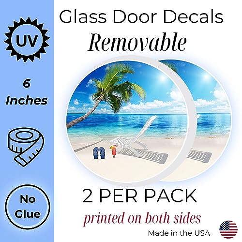 Glass Door Decals – Double-Sided Safety Stickers to Prevent Accidental Collisions (Set of 2) (Beach Scene) - Thumbnail 2