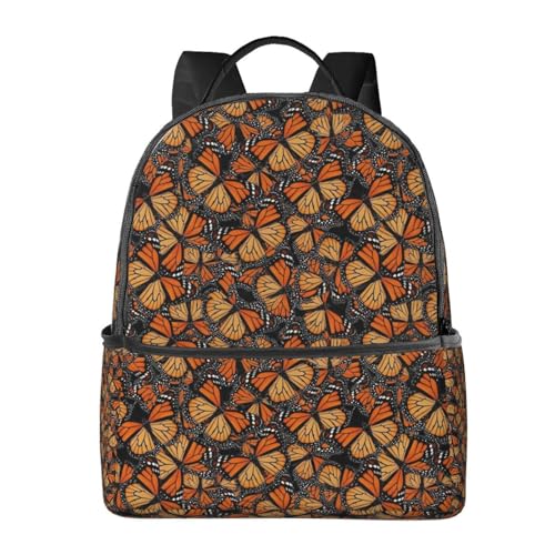 Theft Waterproof Daypack, Suitable for Travel, Hiking, Camping College Heaps Of Orange Monarch Butterflies Backpacks