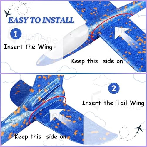 Image of GRAPHENE 2 Pack Hand Throw Flying Glider Plane Foam Aeroplane 17.5inch Aerodynamic Lightweight EPP Paper Airplane Launcher Toy for Outdoor Catapult Aircraft Plane Gift for Kids Boy Girl Multicolor