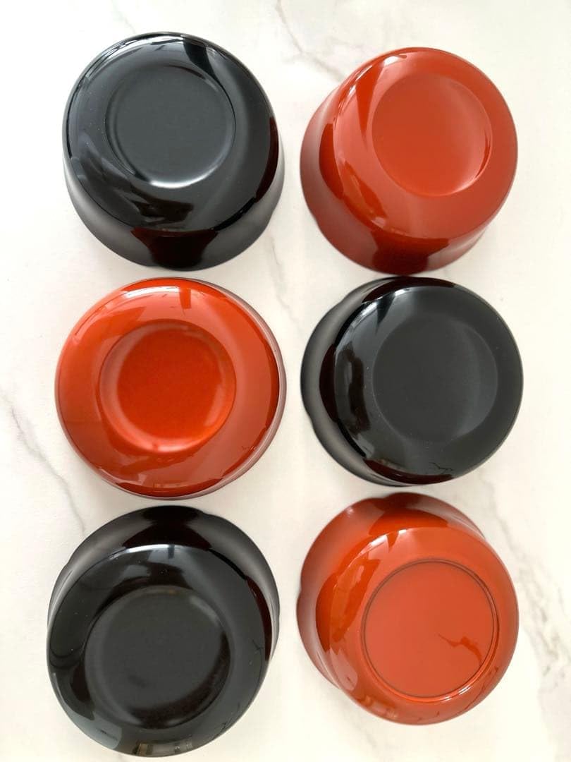 輪島塗 市中屋 春秋小鉢 赤黒６個セットＡ 金紅葉 桜