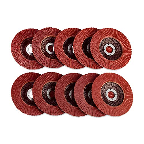 Fächerscheiben, SPTA 10x 100mm Mix Grit (Korn 40 60 80 100 120 150 180 240) chruppscheibe, Schleifscheiben, Lamellenscheiben Stahl Fächer Schleifscheibe für Winkelschleifer Poliermaschine -HPWPS4MIX