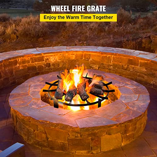 Vbenlem 24In Fire Grate Log Grate,Wagon Wheel Firewood Grates 12 Iron Bars, Fireplace Grates Burning Rack Holder 4 Legs For Indoor Chimney, Hearth Wood Stove And Outdoor Camping Fire Pit #TOP1